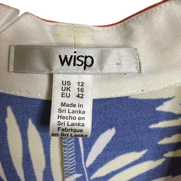 WISP Ella Jersey Maxi Dress Sleeveless V-Neck Tropical Print Blue Orange Size 12 - Picture 5 of 8